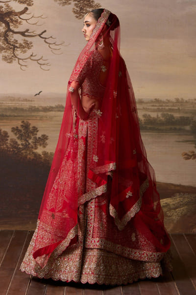 Angad Singh Red crystal embellished lehenga set ANGAJUL26D150511