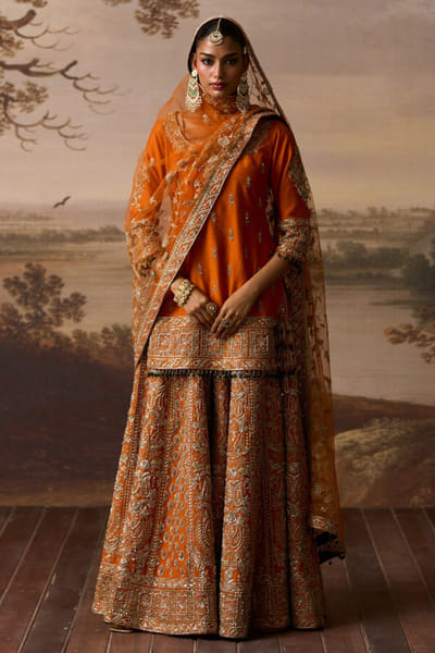 Angad Singh Rust embroidered sharara set ANGAJUL26D150535