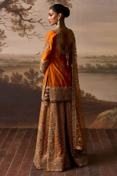 Angad Singh Rust embroidered sharara set ANGAJUL26D150535
