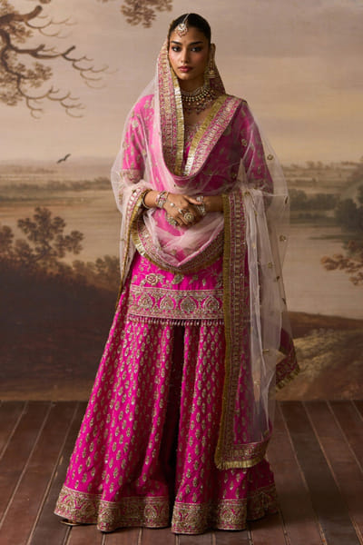 Angad Singh Rani pink embroidered sharara set ANGAJUL26D150537