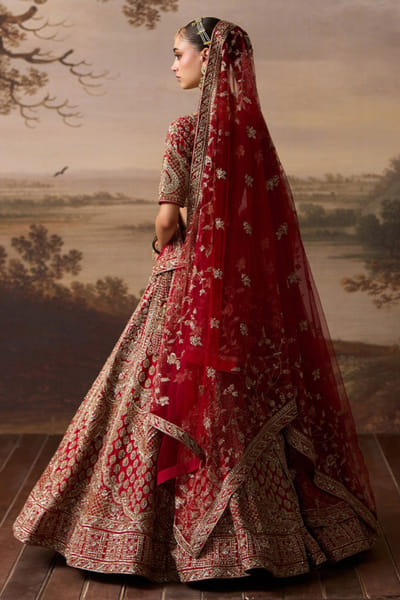 Angad Singh Red dabka embroidered lehenga set ANGAJUL26D150513