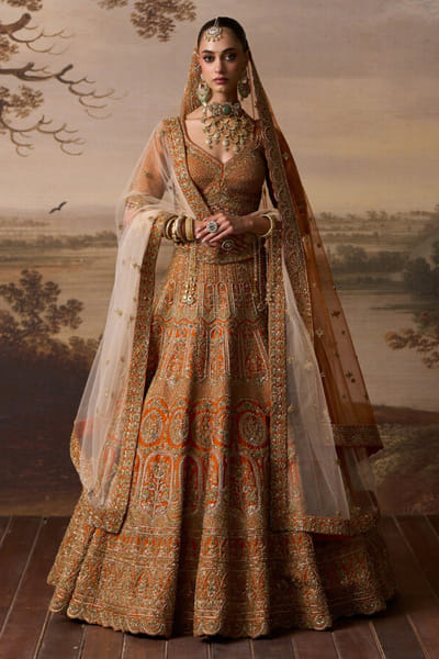 Angad Singh Rust embroidery lehenga set ANGAJUL26D150531