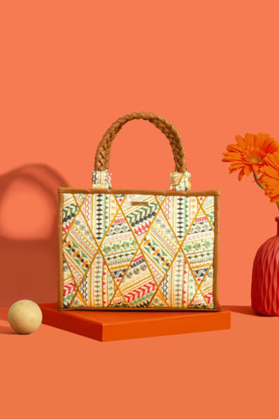 Multicolour embroidered handbag