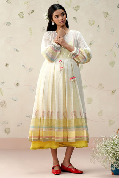 Eggshell French knot embroidered dress