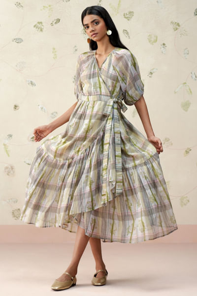 Multicoloured checks printed dress