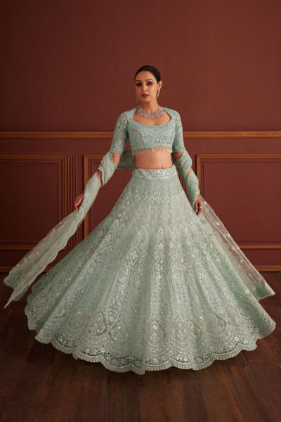 Blue dori embroidered lehenga set