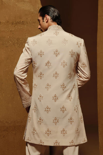 Amaare Grey gota embroidered achkan set AMAAAUG26D152829