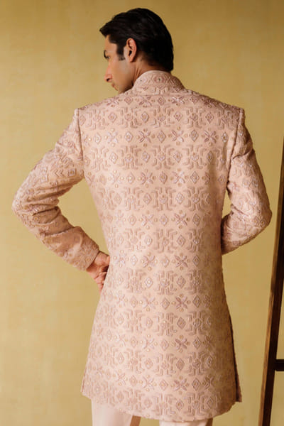 Amaare Pink gota embroidered achkan set AMAAAUG26D152824