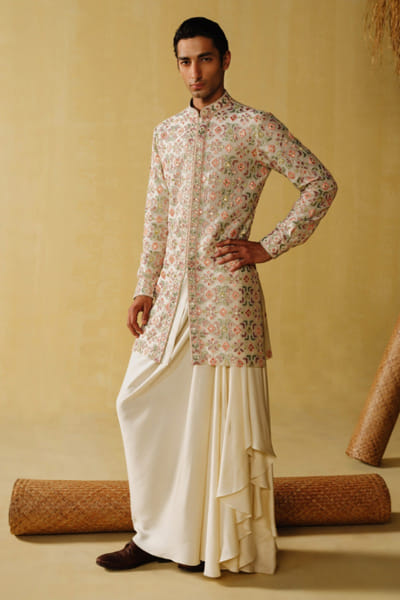 Amaare Ivory gota embroidered dhoti kurta set AMAAAUG26D152821