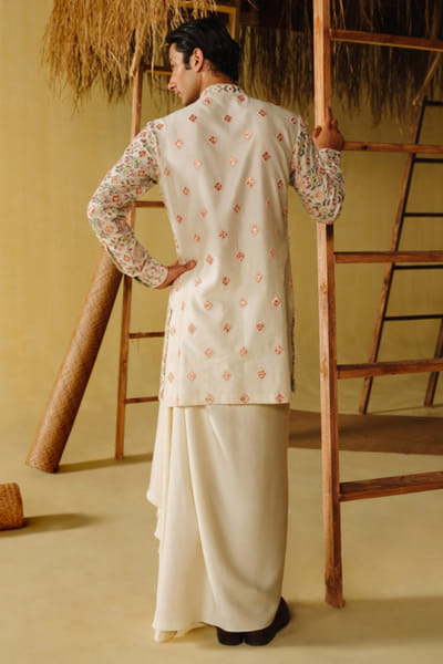 Amaare Ivory gota embroidered dhoti kurta set AMAAAUG26D152821
