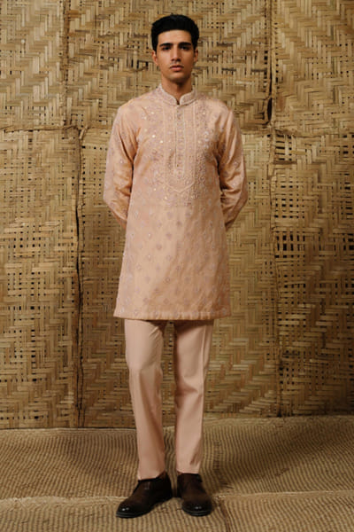 Amaare Pink gota embroidered kurta set AMAAAUG26D152832
