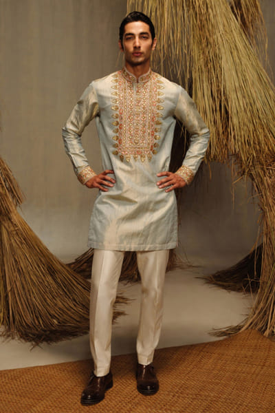Amaare Ice blue gota embroidered kurta set AMAAAUG26D152819