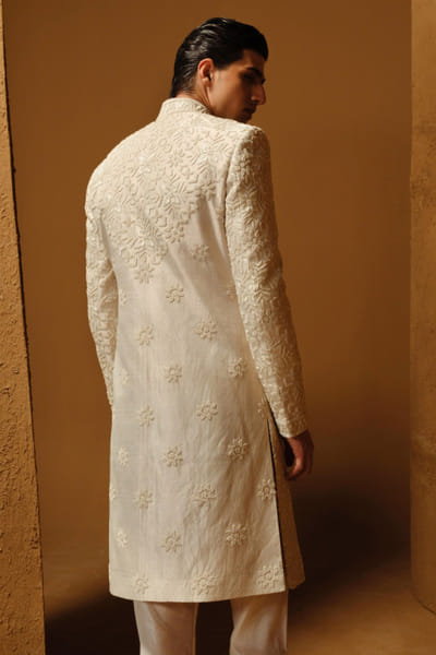 Amaare Ivory dabka embroidered sherwani set AMAAAUG26D152830
