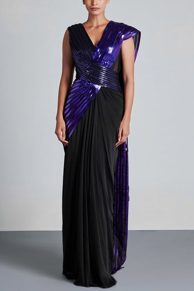 Purple and black concept sari