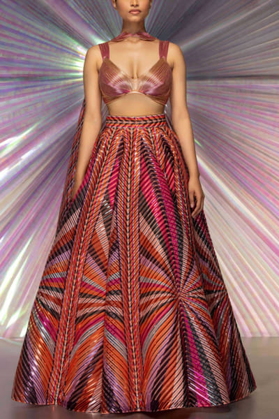 Pink metallic lehenga set