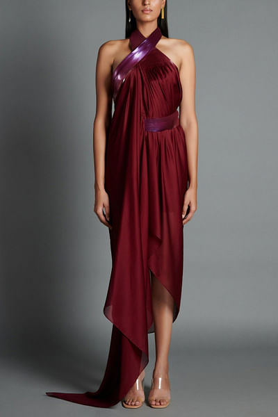 Plum draped dress