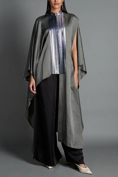 Pewter asymmetric shirt and pants