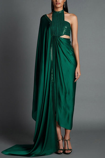 Emerald draped dress