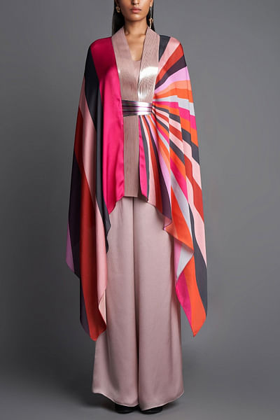 Pink shaded asymmetric cape