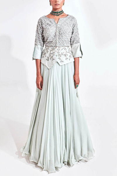 Sage green corset and skirt