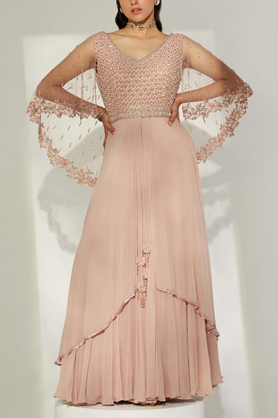 Peach embroidered gown