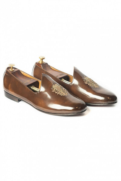 Burnt brown leather jutti shoes