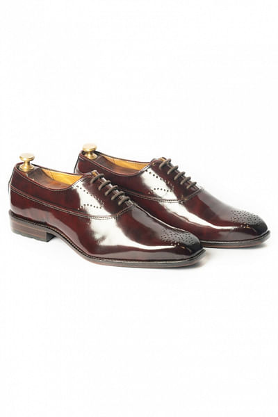 Burnt cherry leather oxfords