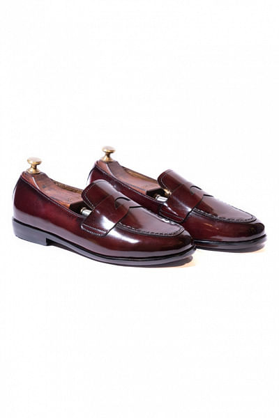 Burgundy penny loafers