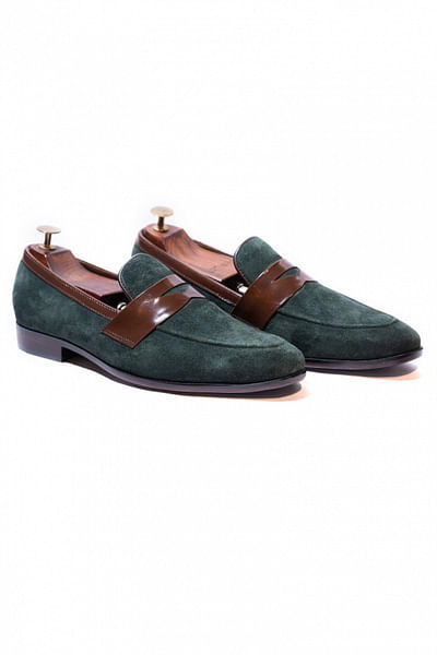 Suede leather penny loafers