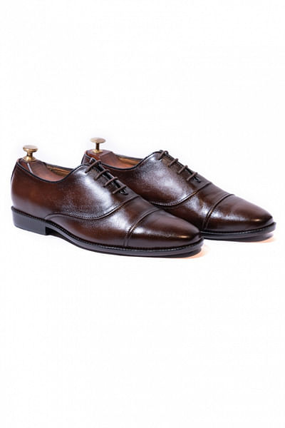 Burnt brown leather oxfords
