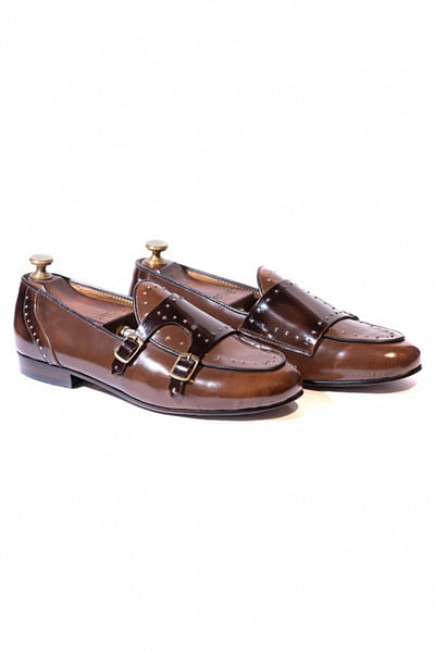 Brown monk loafers