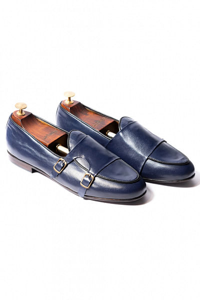Ink blue monk loafers