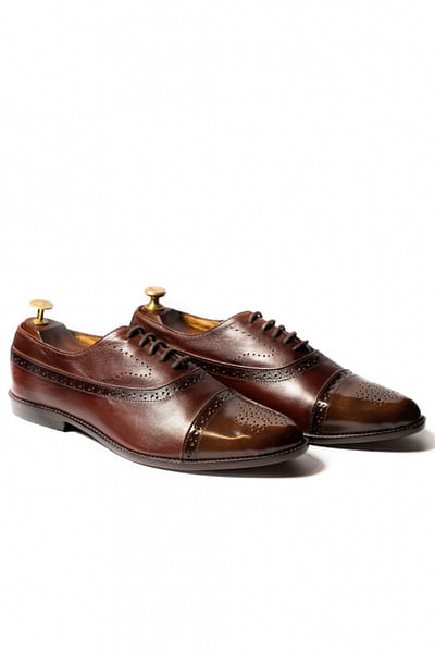 Burnt brown leather oxfords