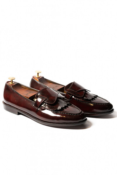 Burnt cherry leather loafers