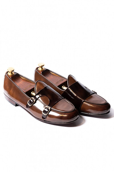 Burnt brown monk loafers