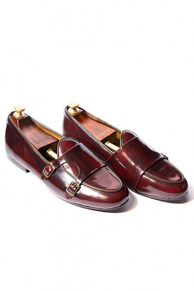 Burnt cherry monk loafers