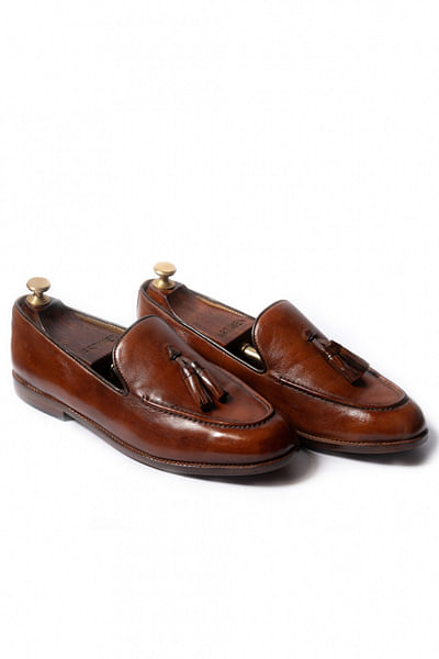 Burnt tan leather loafers