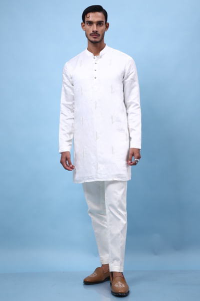 White embroidered kurta set
