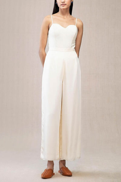 Ivory chanderi silk leotard