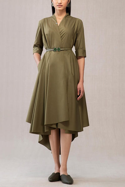 Olive poplin dress