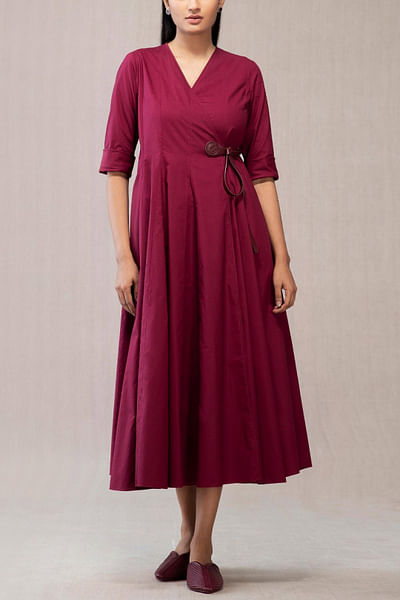 Wine poplin tunic