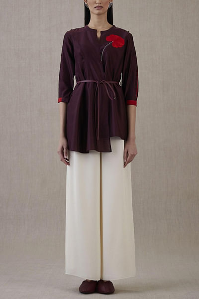 Burgundy wrap shirt