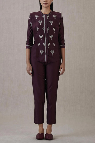 Burgundy printed shirt