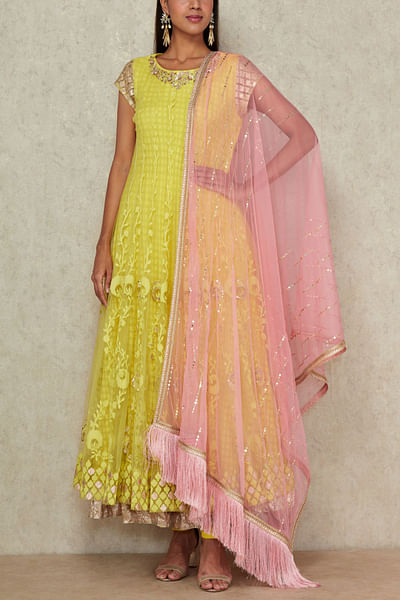 Yellow anarkali set