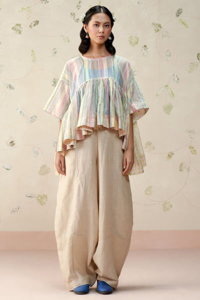 Multicoloured stripe printed top