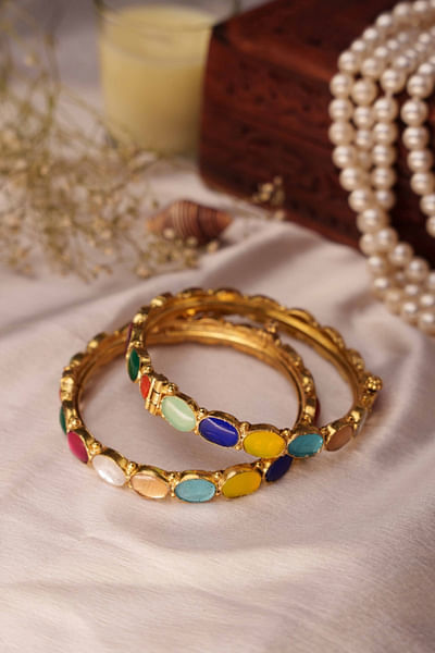 Multicolour kundan stone bangle