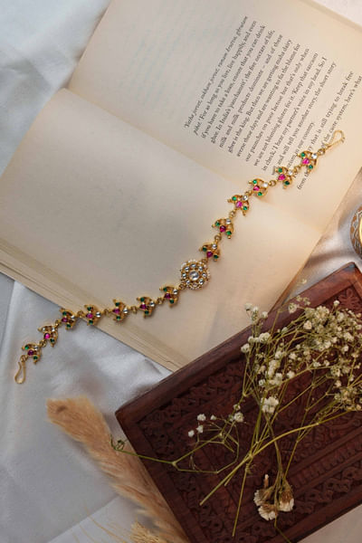 Multicolour kundan embellished sheeshphool