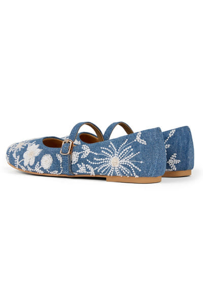 Anaar Blue floral embroidered denim ballerinas ANAAJUN26D146906