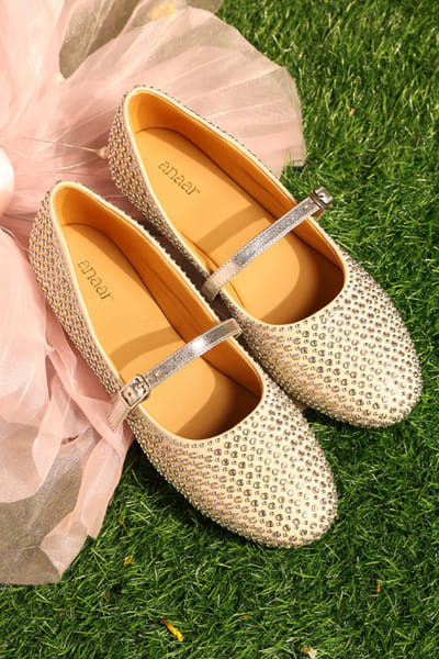 Anaar Beige stud embellished ballerinas ANAAJUN26D146909