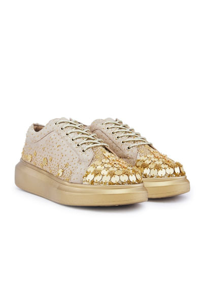 Gold embroidery sneakers